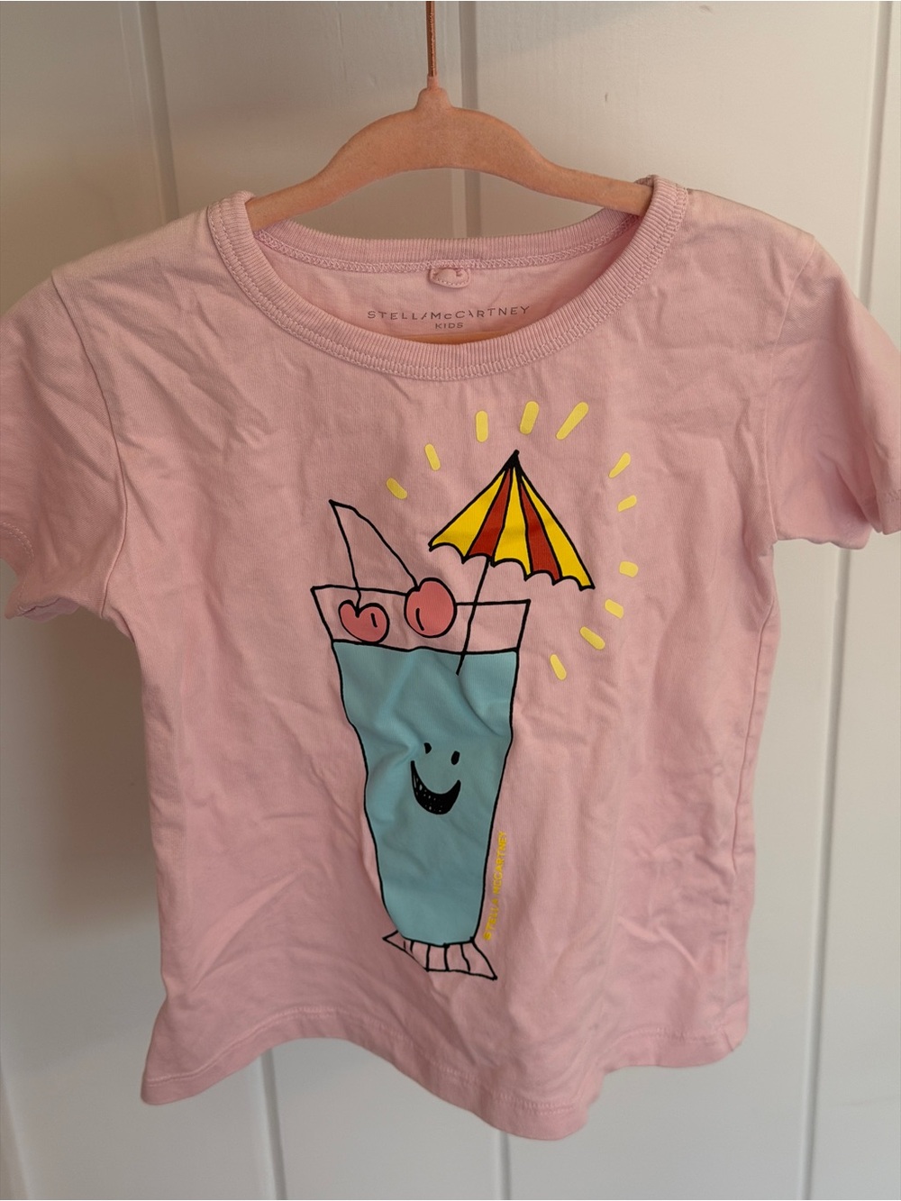 Stella McCartney Kids Pink Tee with Sunny Drink Graphic 4T